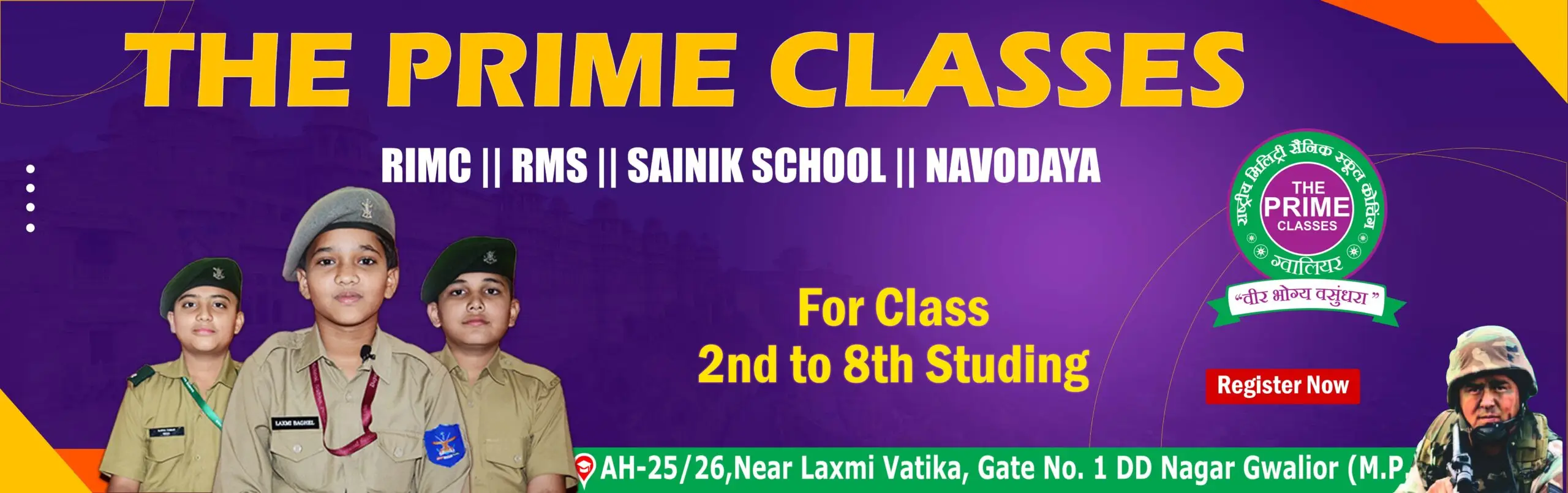 Admission Open 2026-27 for Class 2nd to 8th - The Prime Classes Gwalior Sainik School Coaching